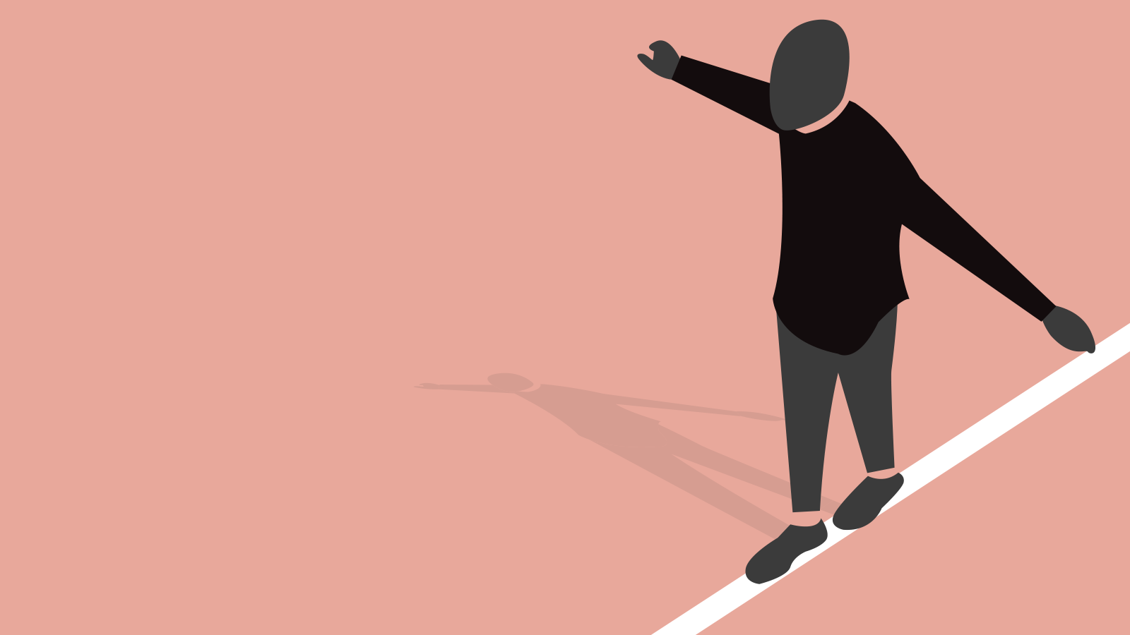 an illustration of a person walking carefully on a white line
