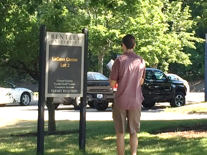 man standing on campus