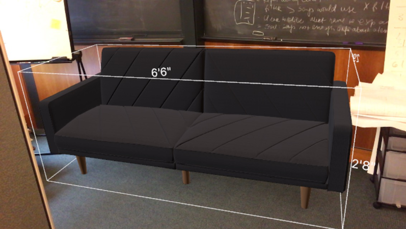 picture of chair and dimensions on app
