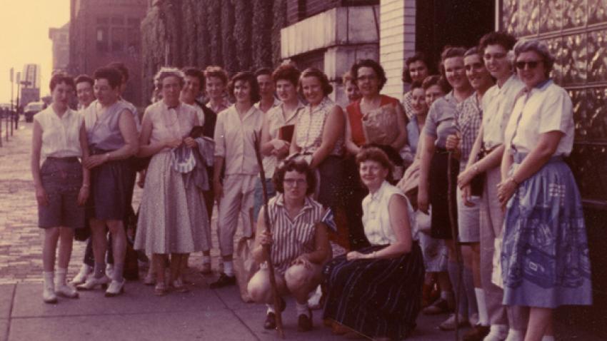 Group of Bentley University female students during WWII