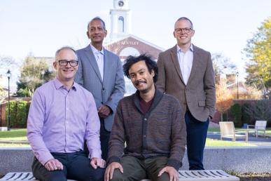 The recipients of the 2021 Oustanding Scholarly Contribution Awards: Jeff Livingston and Moinak Bhaduri (seated) and Gopal Krishnan and Jeff Proudfoot (standing)