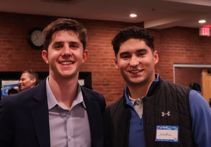 Jack Blumsack ’25 and Jonathan Bragg ’24 at the E-Hub Incubator competition