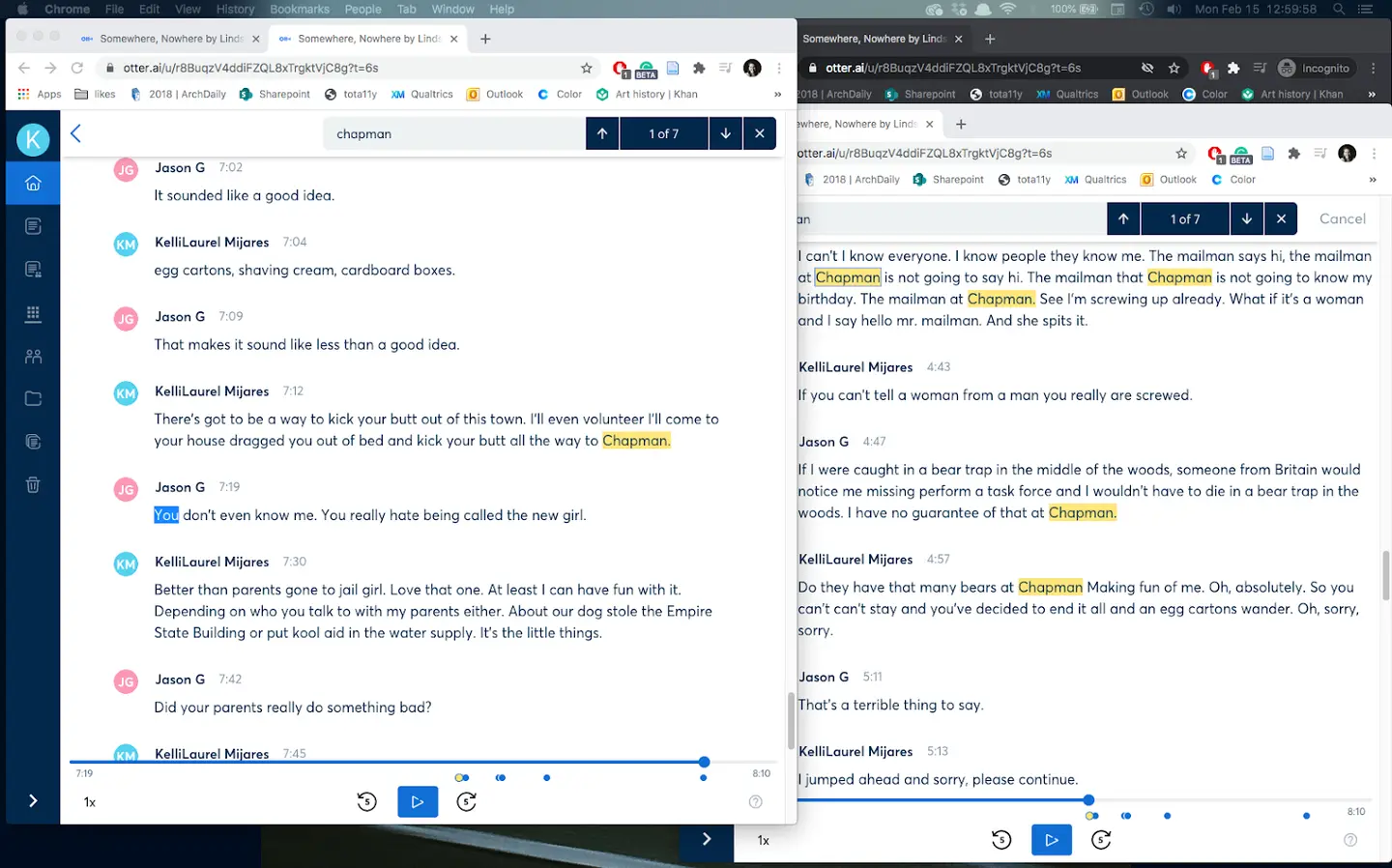 chat messages
