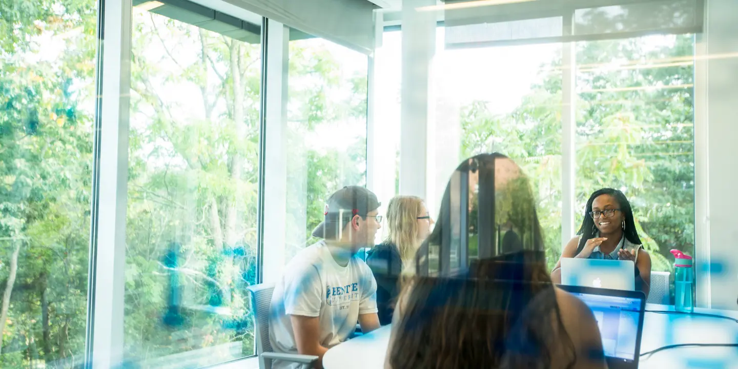 students work on project together in study room