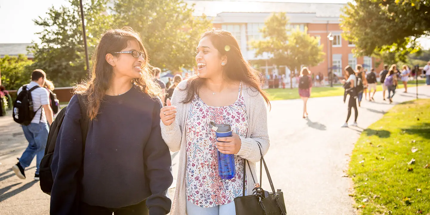 Students laughing on campus