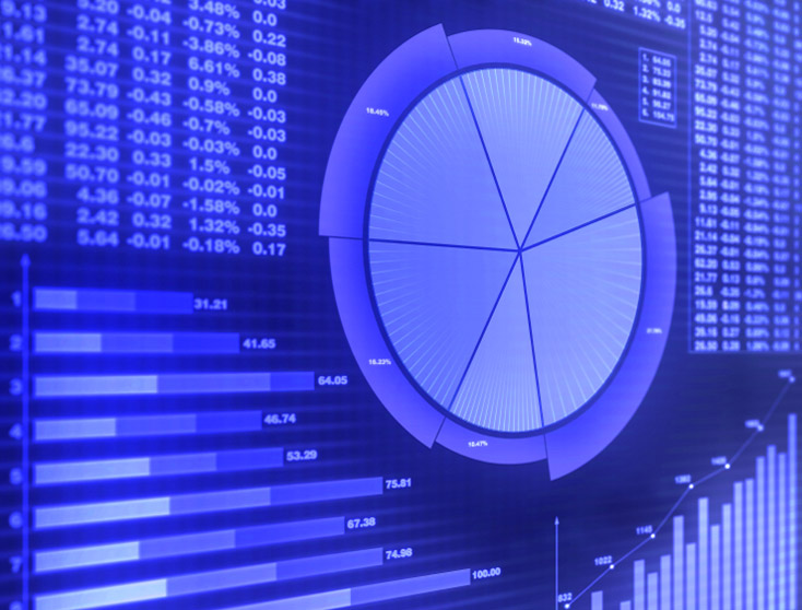 Pie chart on a computer screen