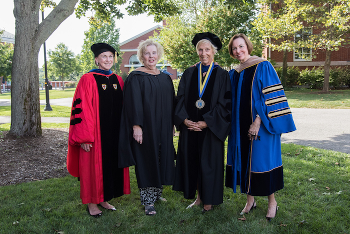 Provost Lynne Rosansky with Mrs. Debbie Adamian, 2017 Adamian Prize Winner Donna Fletcher Brown, and President Gloria Larson