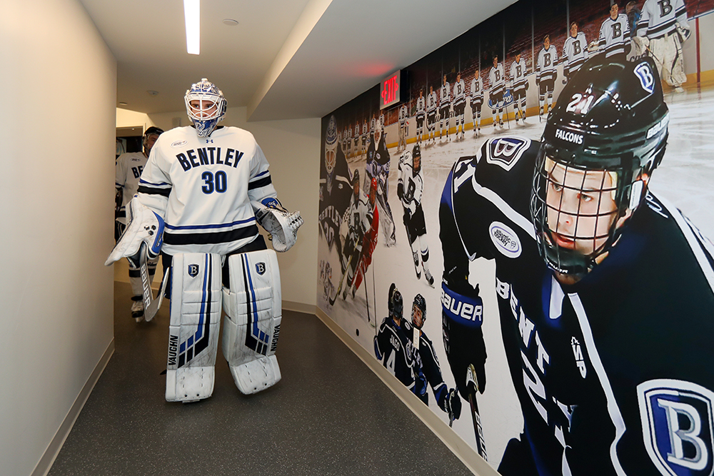 Game Used Bentley University Falcons SP Hockey Jersey Bentley