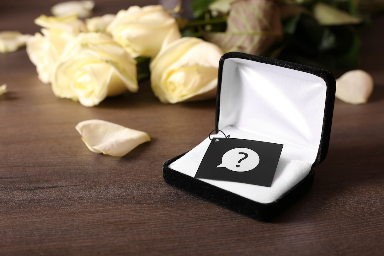 ring box with a question mark
