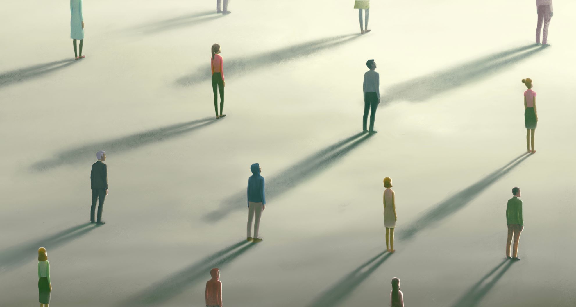 Illustration of people socially distanced