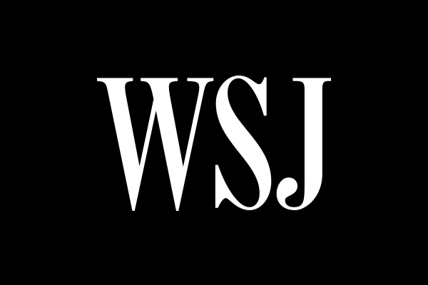 Wall Street Journal logo, with the letters W, S and J in white on black background.