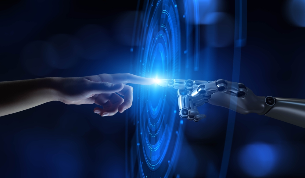 Human and AI finger connecting