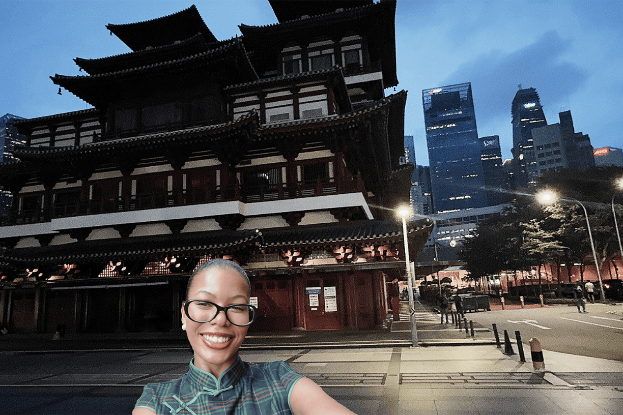 Bentley student Johanna Cardoso in Singapore while studying abroad