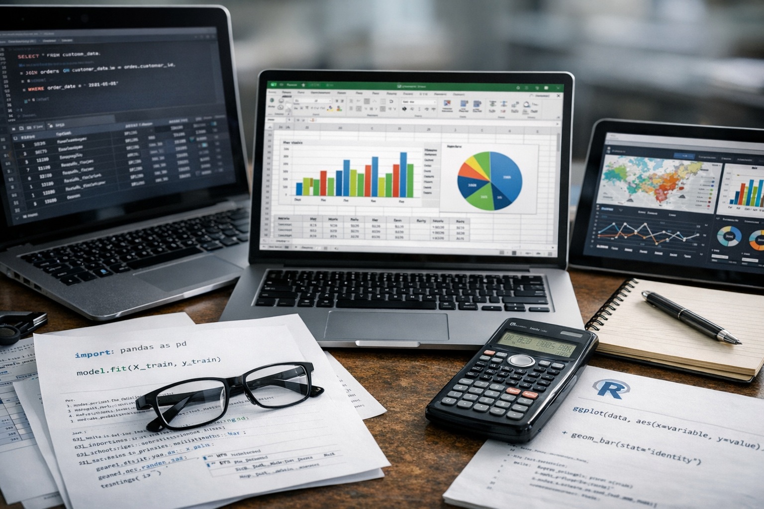 Laptop with data analysis tools