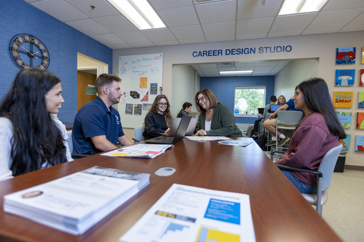 Bentley students and staff in the Career Design Studio