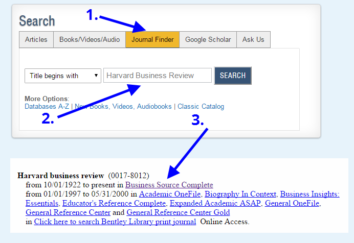 FAQ: How do I find a specific article? | Bentley University