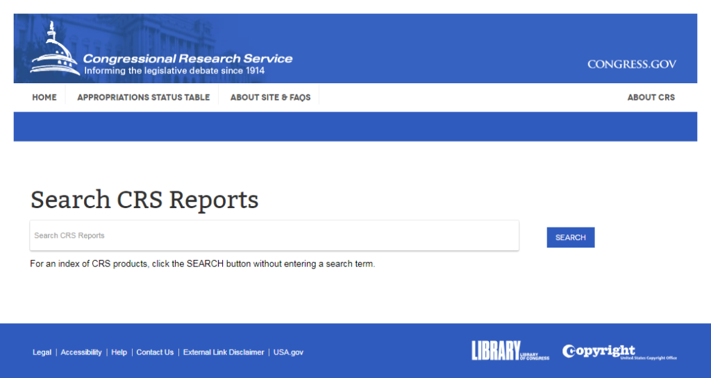 Search CRS Reports Homepage