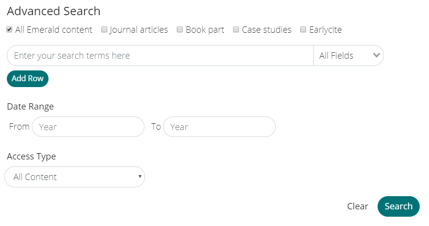 The CASE Journal Advanced Search screenshot.