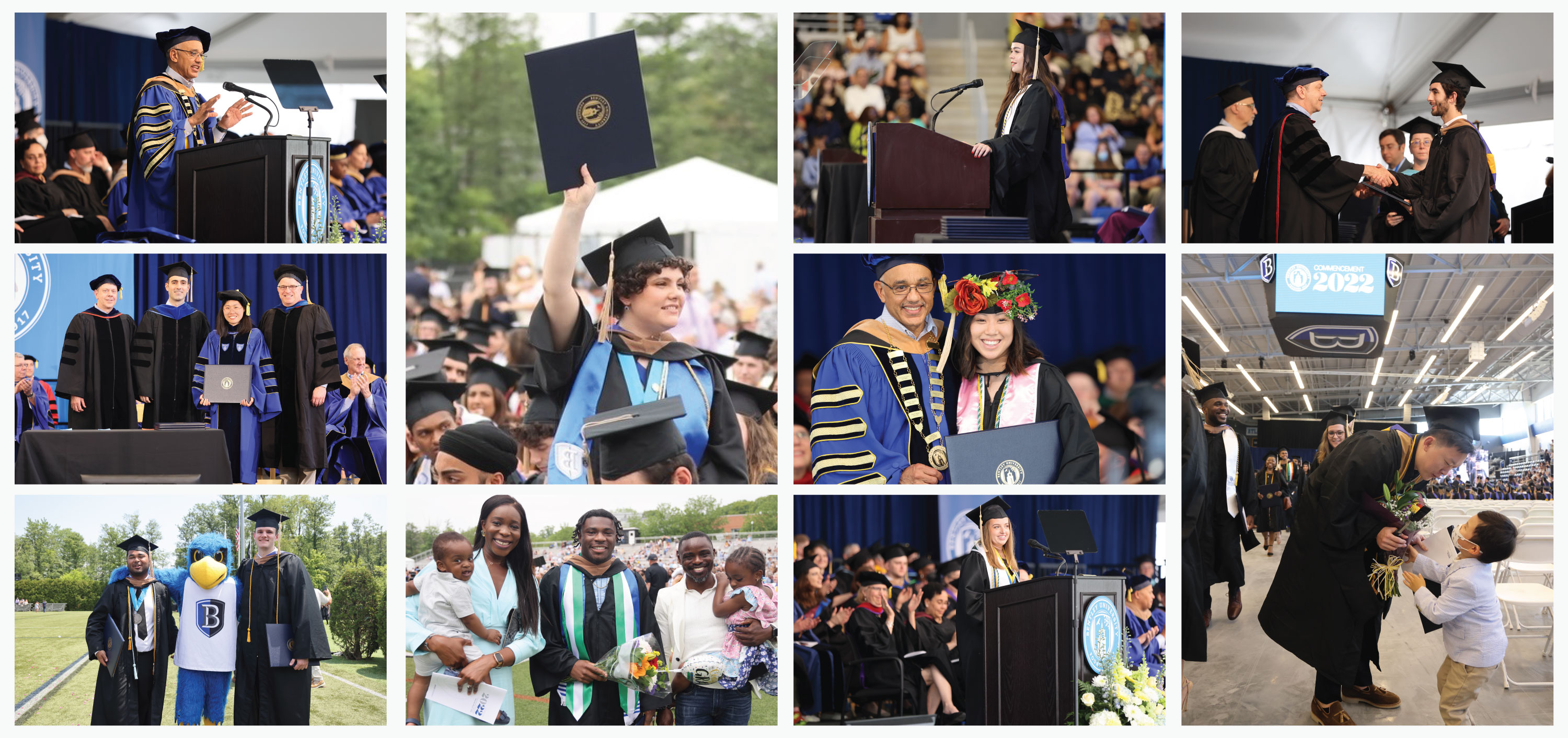 A collage of scenes from the 2022 commencement ceremony