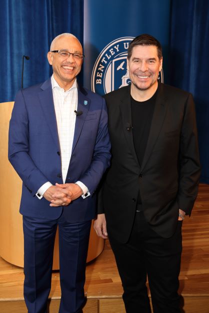 Marcelo Claure '93 standing next to Bentley President E. LaBrent Chrite