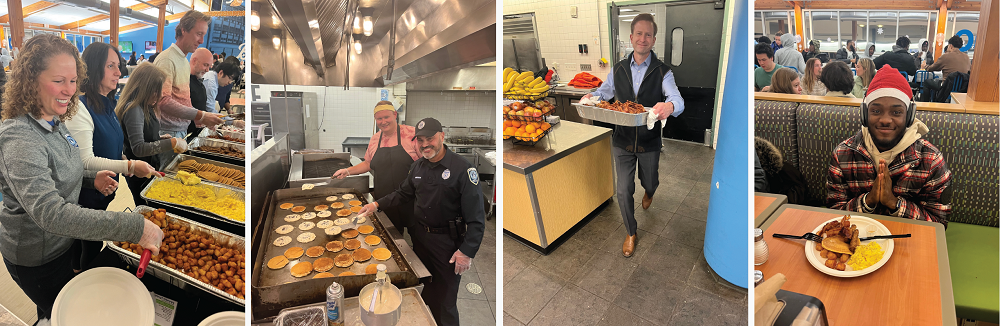 Bentley Faculty and staff serving students breakfast