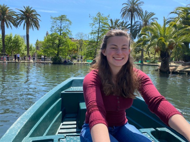 Julia MacIsaac in a canoe in Barcelona