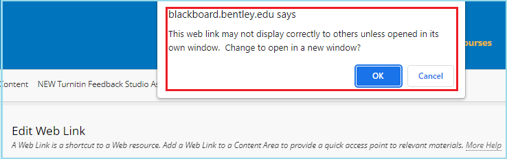 Blackboard system message