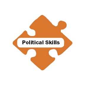 Puzzle piece with words political skills, representing leadership 