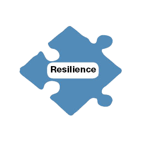 Puzzle piece with word resilience, representing leadership 