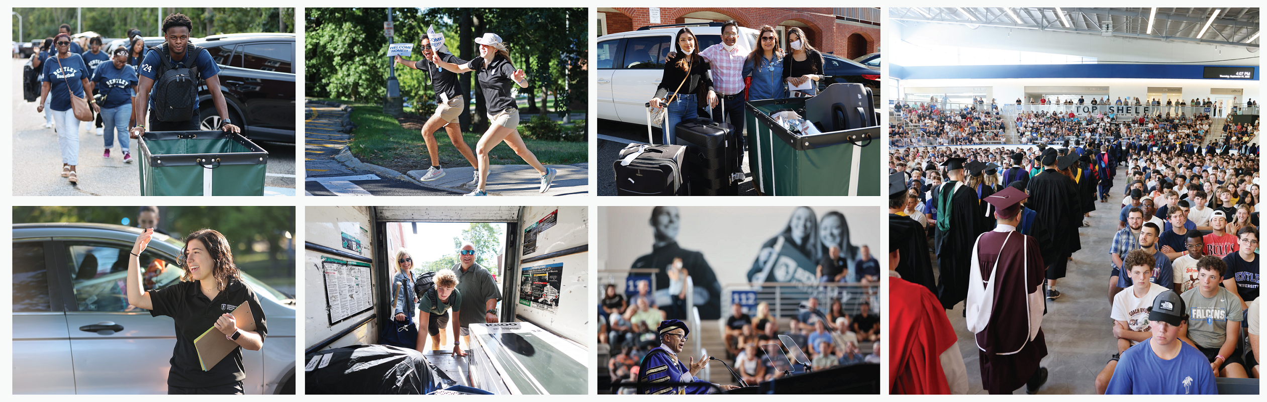 a collage of images from move-in day