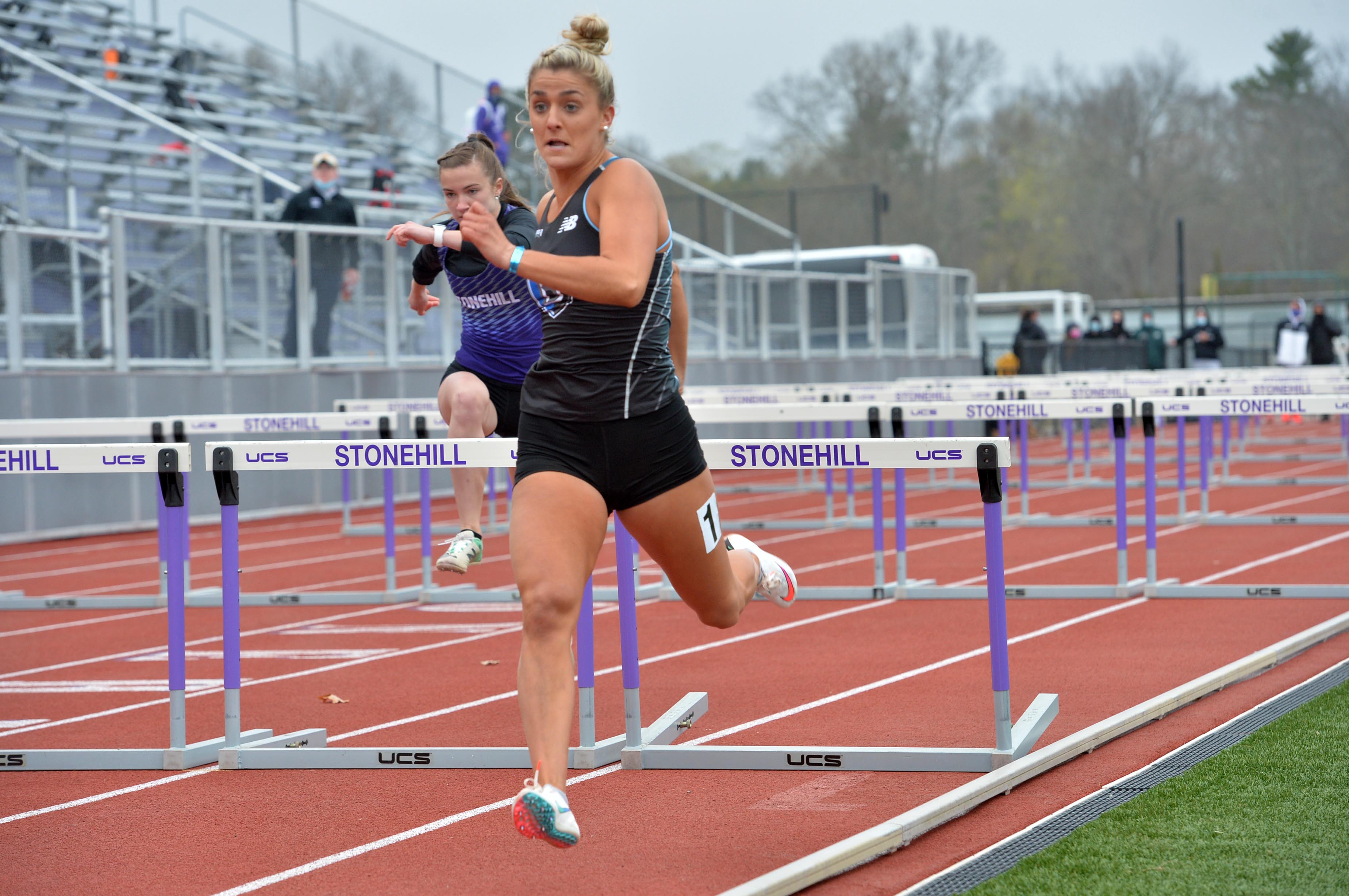 Chase Davies '22 holds the school record in both hurdle events