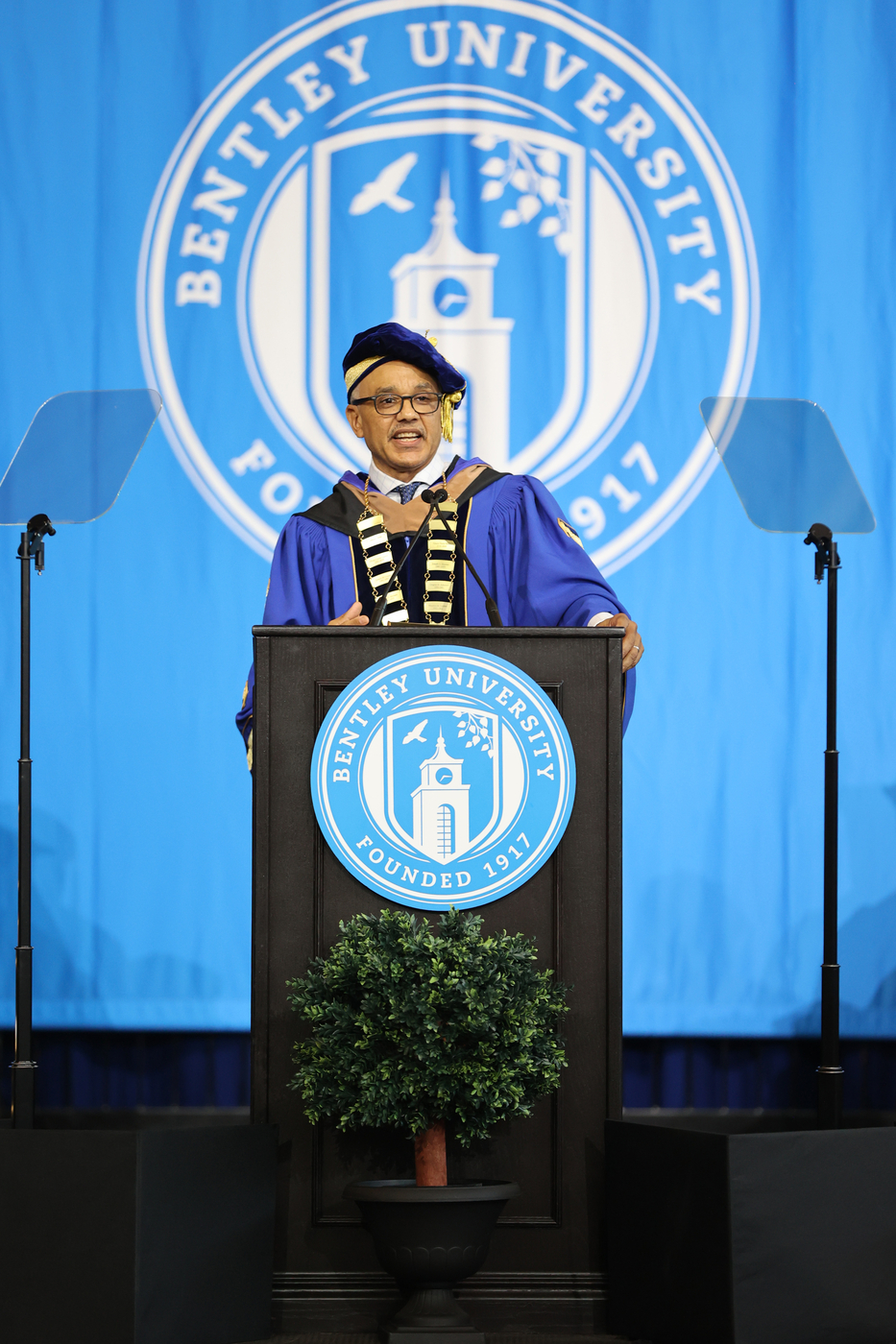 President Chrite speaking at convocation