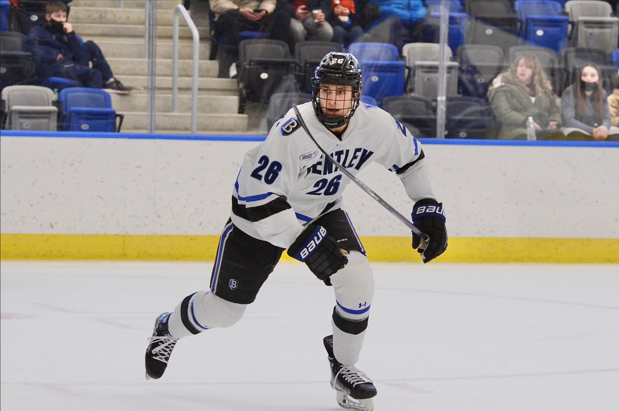 Lucas Vanroboys skating on the ice during a hockey game