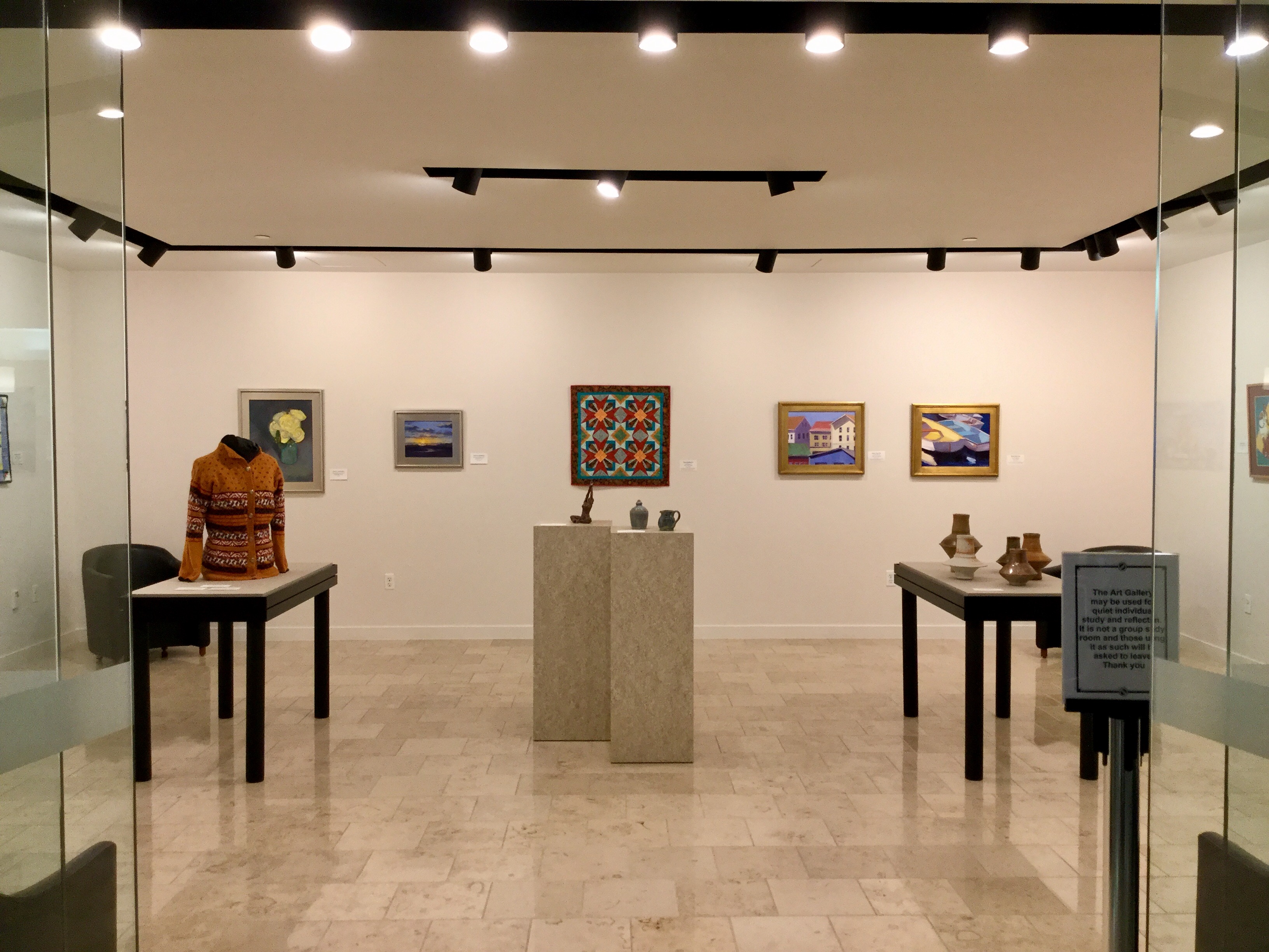 staff artworks on display in the art gallery