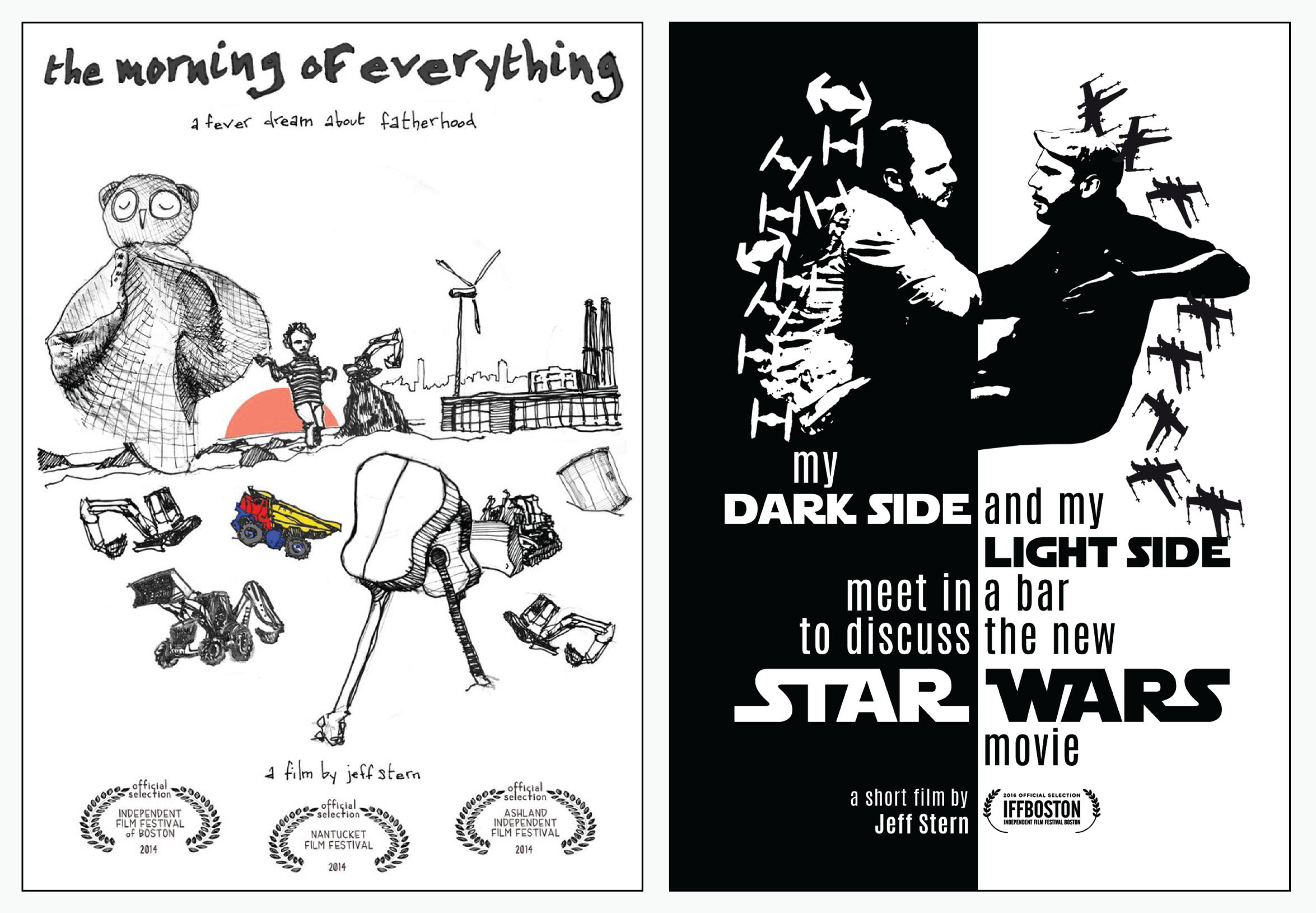 Movie posters showing Jeff's films