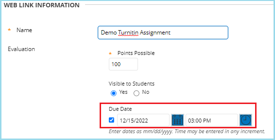 Turnitin due date