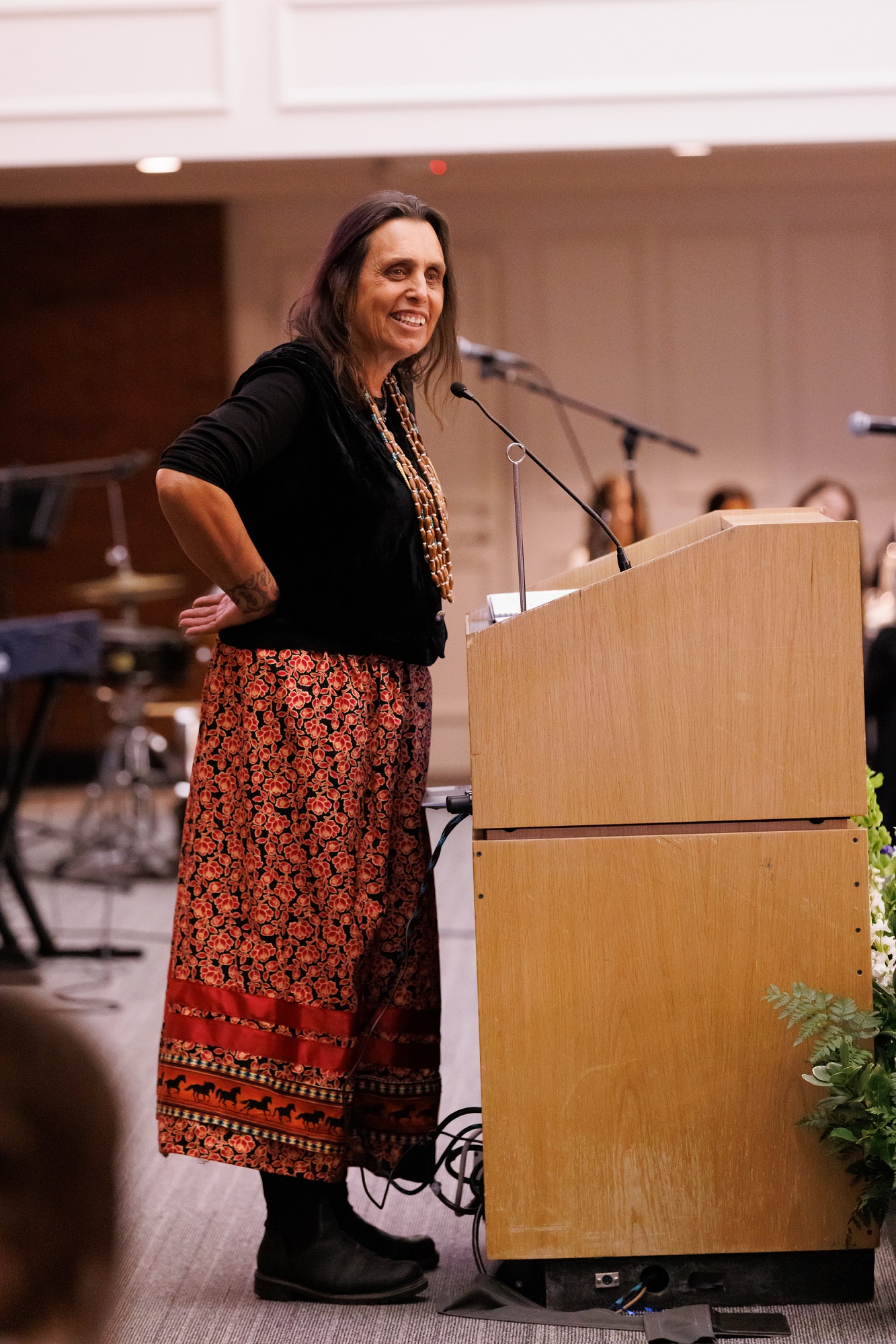 Winona speaking to the crowd