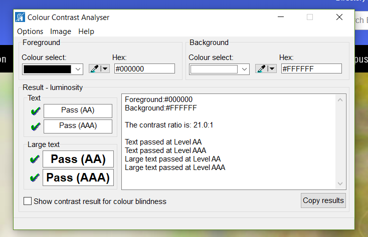 color contrast analyser