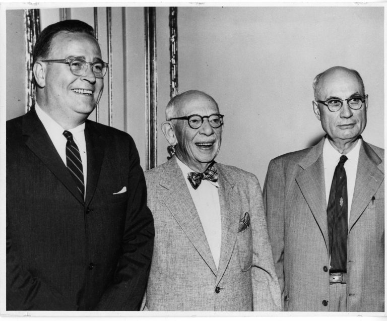 Bentley's first three presidents: Thomas L. Morison, Harry C. Bentley, Maurice M. Lindsay