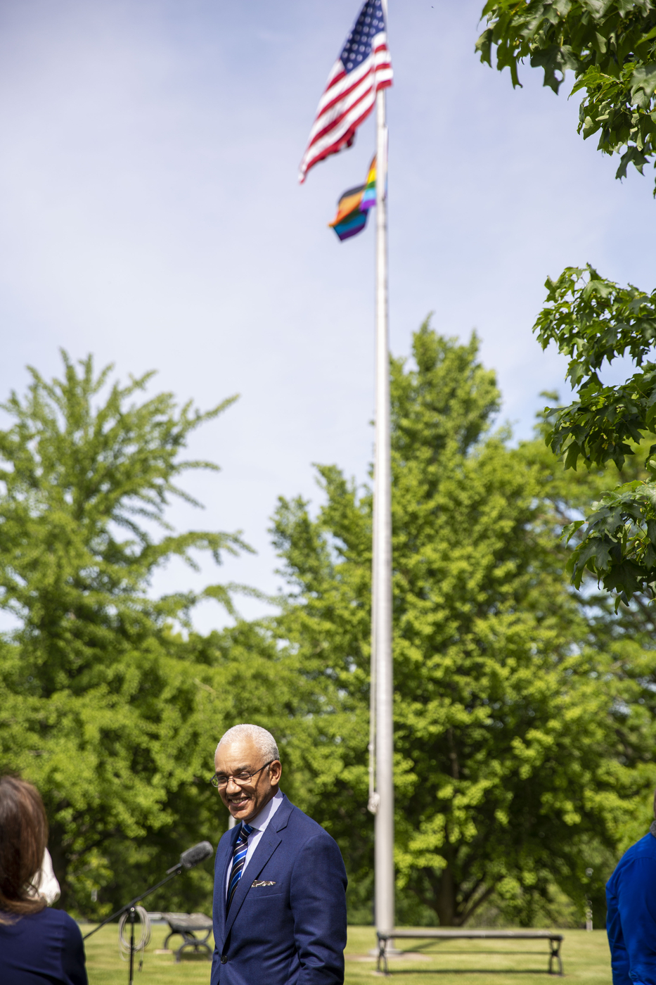 President Chrite at Pride Flag raising