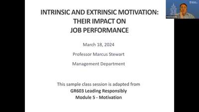 MBA Sample Class - Intrinsic vs Extrinsic Motivation and Their Impact on Job Performance 