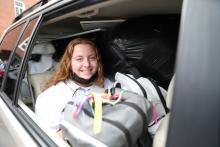 freshman student jammed in her car on move in day 2021