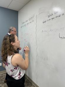 Writing on the board 