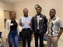 Winner with friends.