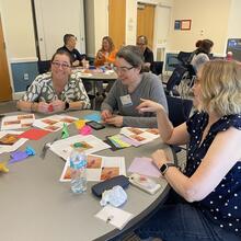 People participating in an orgiami class