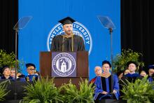 David Bruckenthal, MBA giving the 2025 Graduate Student Commencement Speech