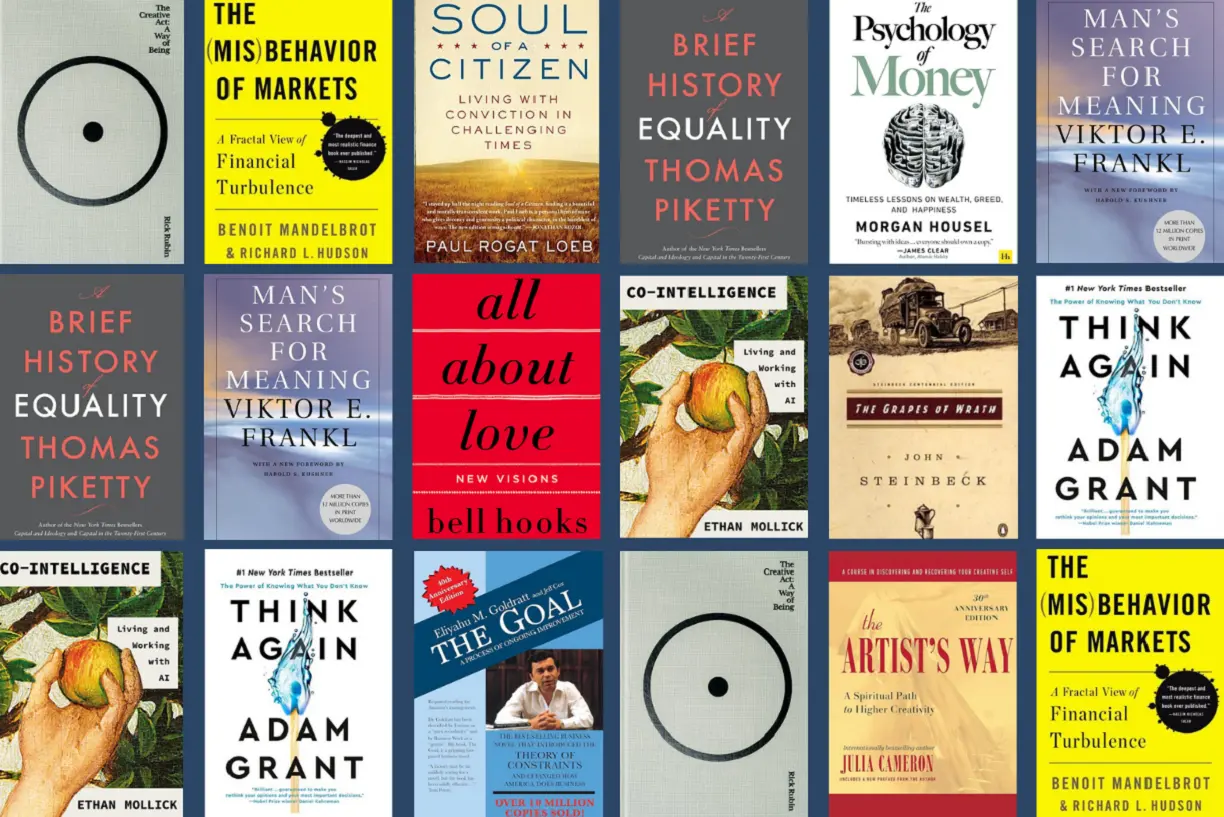 Photo illustrating 12 book covers in repeated pattern