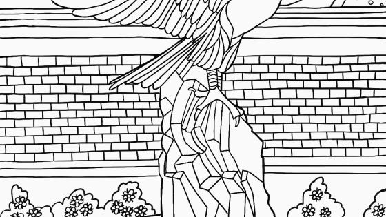 Coloring page of Falcon statue