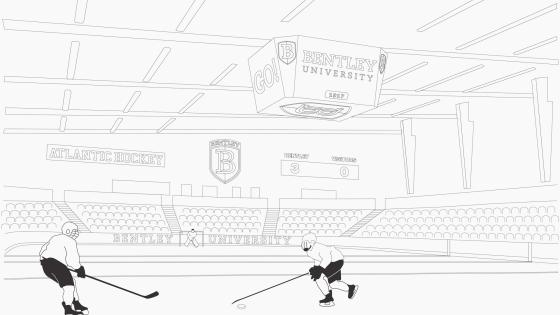 Coloring page of hockey players in the Bentley Arena