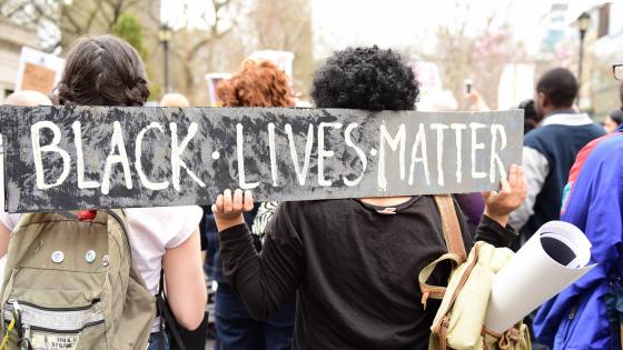 Black Lives Matter sign carried by students